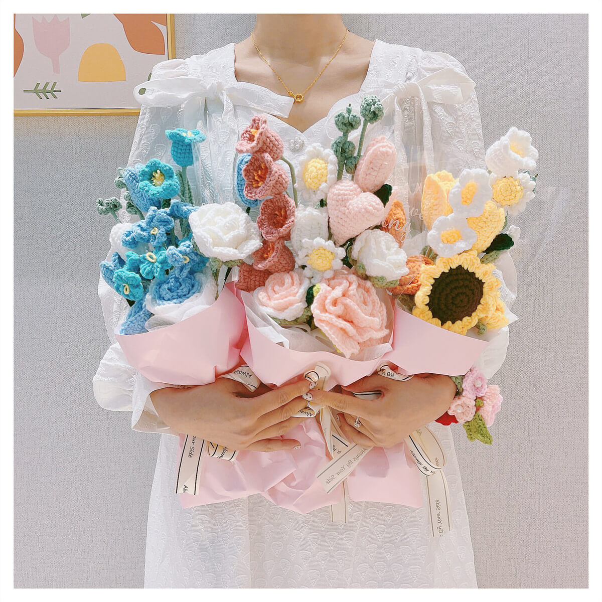 Shop Crochet Flowers Buy Bouquet of Mixed Flowers Online - World